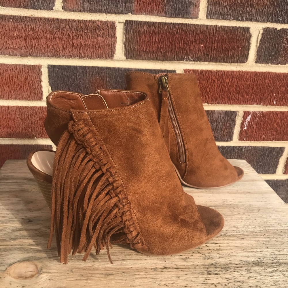 Brown open toe Booties